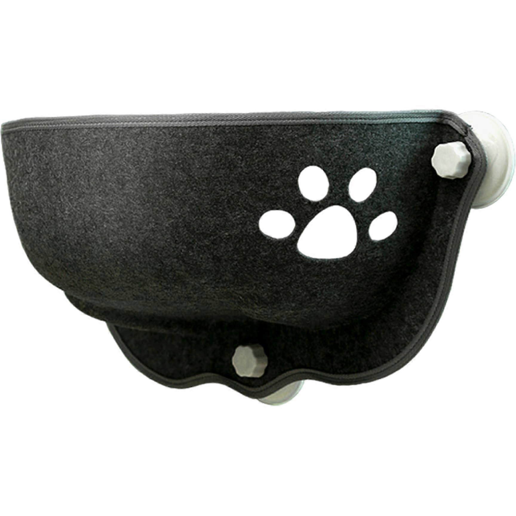 Cat bed with suction cup for window, crescentshaped, strong suction cups, washable, soft.