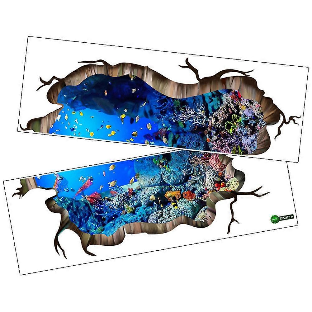 Under the Sea Decal 3D Effect Sea Life Patterns Kids Room Decor 47.2x31.5inch 1Set