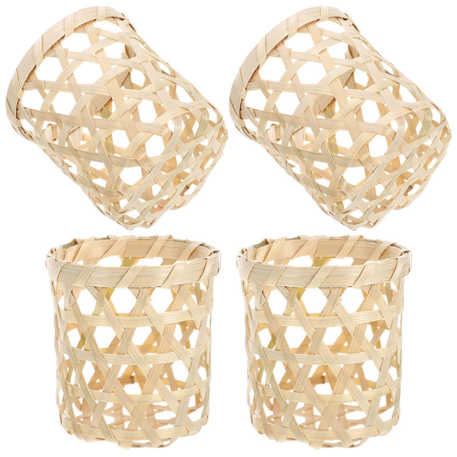 Bamboo Woven Sleeve for Kitchen Use Beige Color Lightweight and Portable Practical Design 4 Pieces