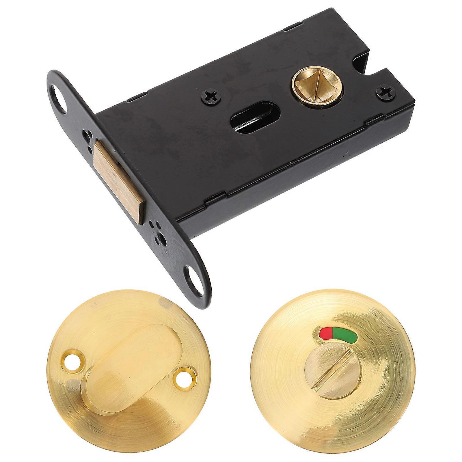 It sounds like you're referring to a **privacy lock** commonly used for restroom or toilet partition doors in public places like offices, malls, or