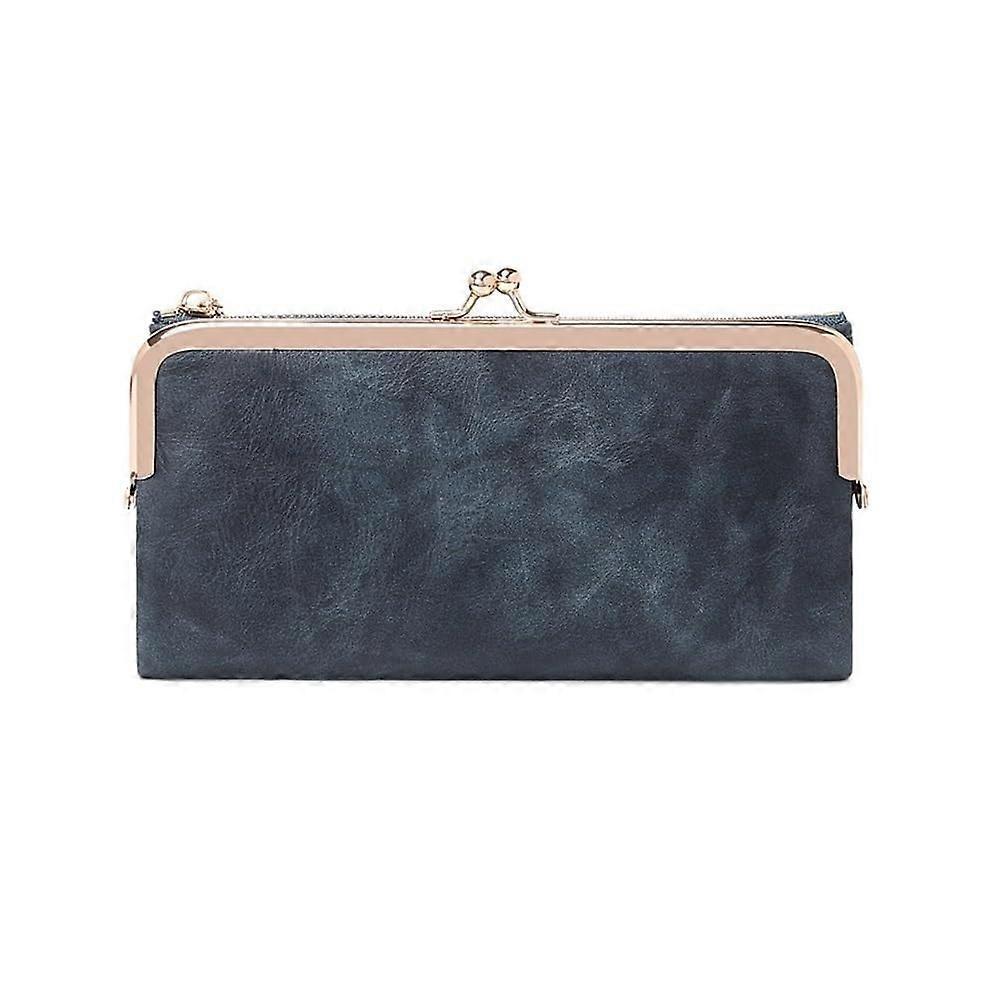 Solid color, multifunctional long wallet, vintage clutch, coin purse, women's card holder, zipper, Qb332blue, 1 pc 1 pc Qb332blue