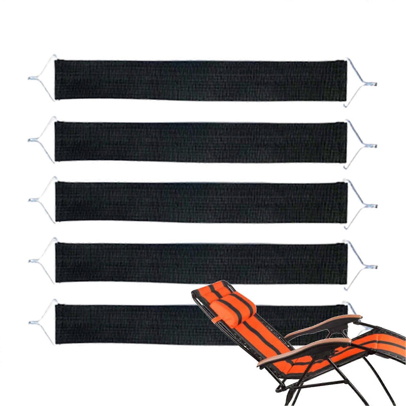 Replacement straps for lounge chairs, reinforced, tearresistant,  load capacity,  part for garden, terrace, lawn, 5 pieces black