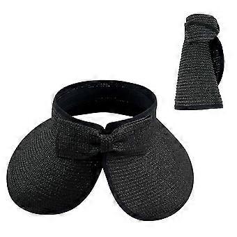 Frauen Sonnenblenden faltbare Strohhüte Sommer Strand Packbare Hut Schlappe breite Krempe Mütze tiefen Stil, verstellbare Größe