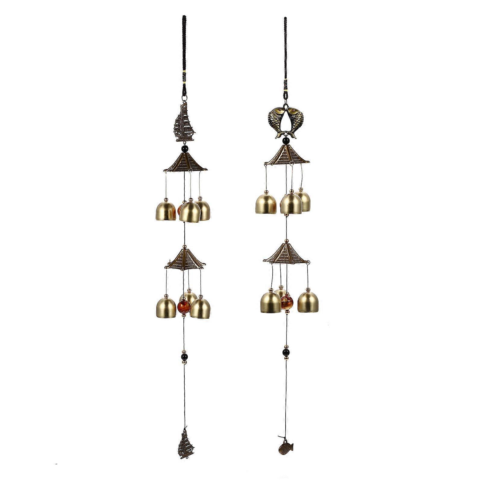 Copper Wind Chime Pendant for Decoration with Coffee Color Adds Warmth to Living Room Decor 2 Pcs