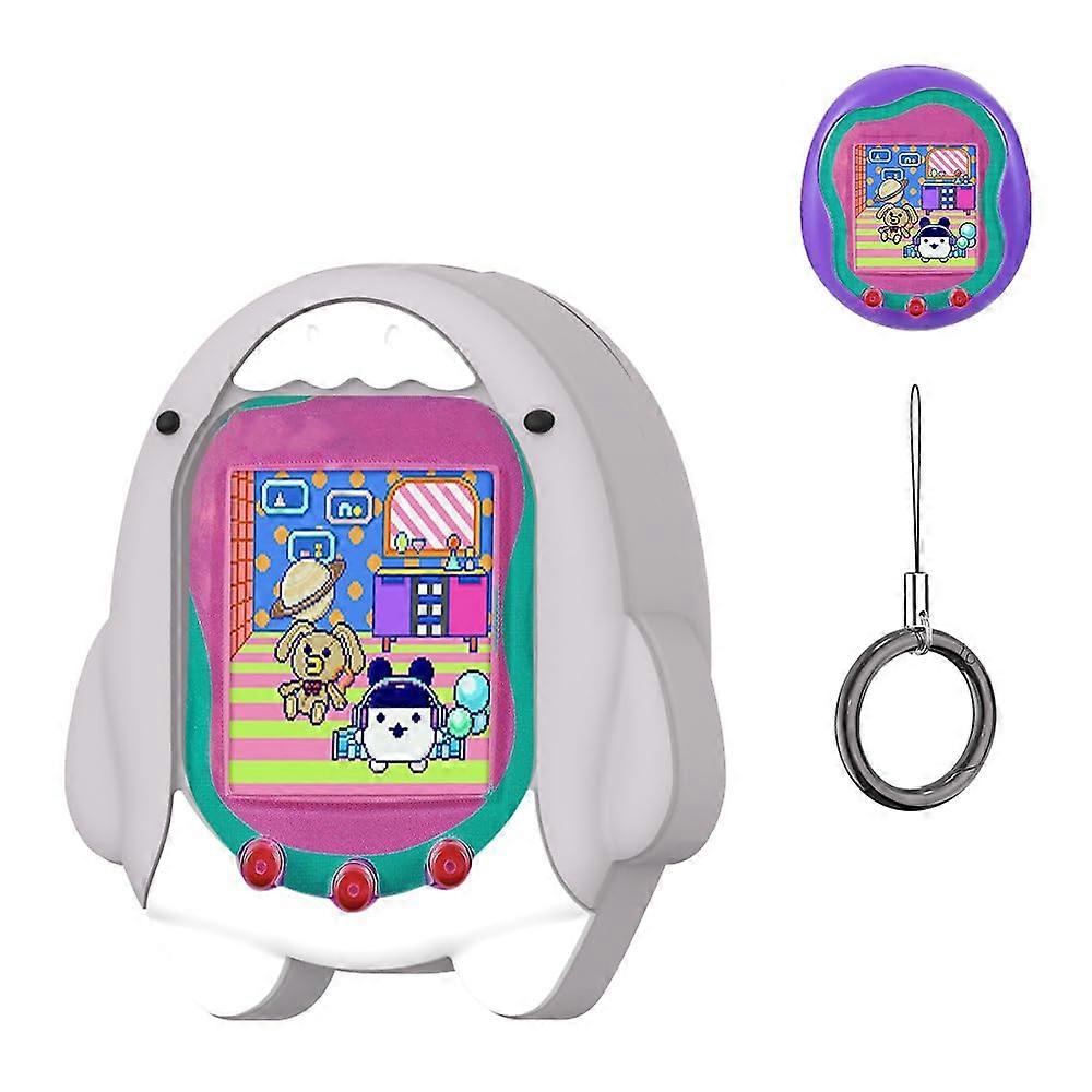 Tamagotchi Uni 2023 Silicone Case, Cartoon Shark Shape Protective Cover with Finger Lanyard for Tamagotchi Uni Pet Game Console