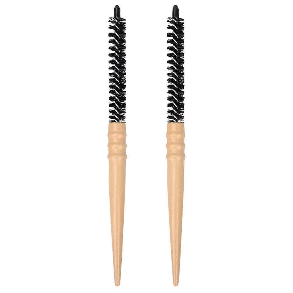 Hair Curling Tools Curly Styling Brush Wooden Handle for Home Styling Nylon 2Pcs
