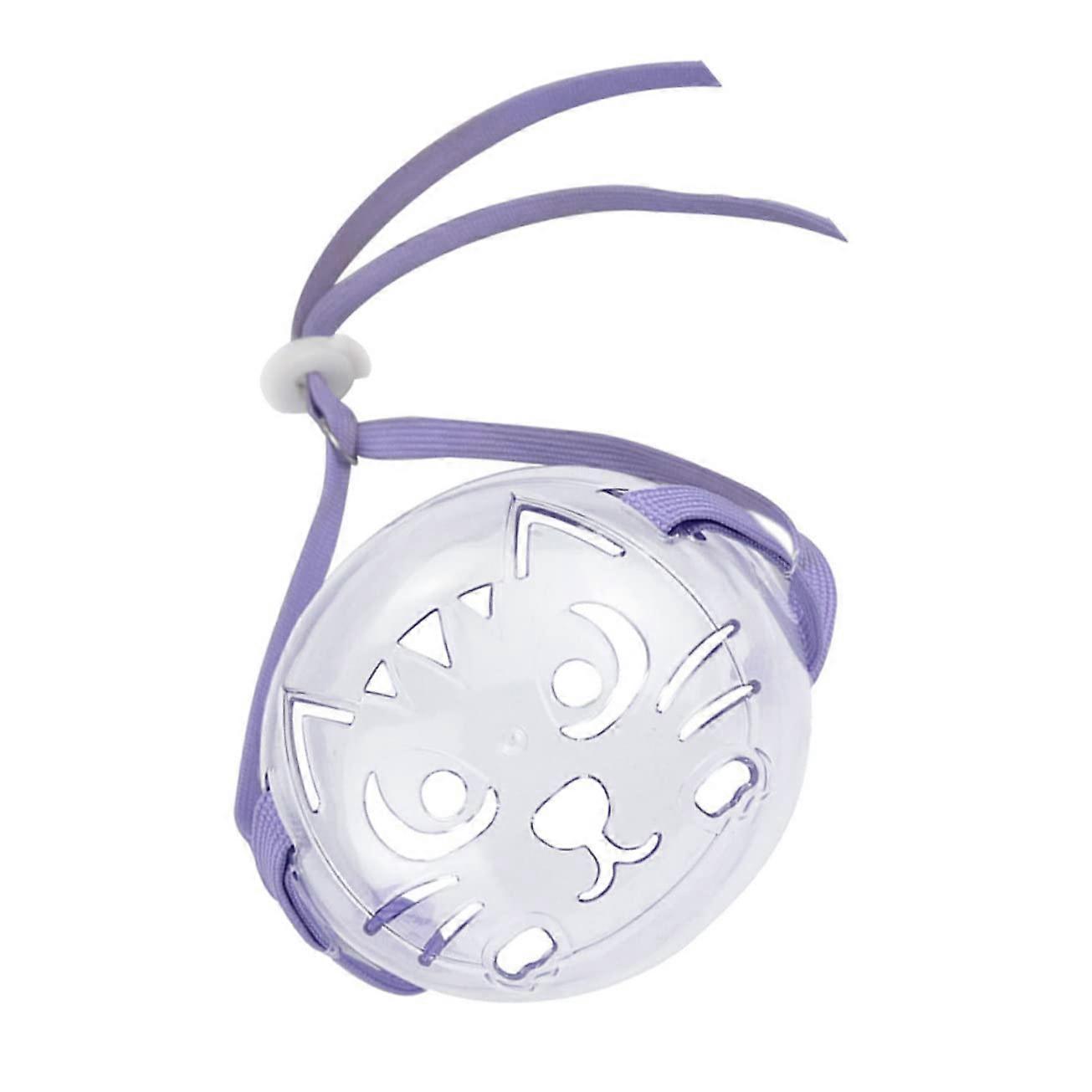 Transparent Cat Muzzle Reusable Portable Cat Muzzle For Kittens Small Pets PP Plastic 9x6.5x6 cm Purple