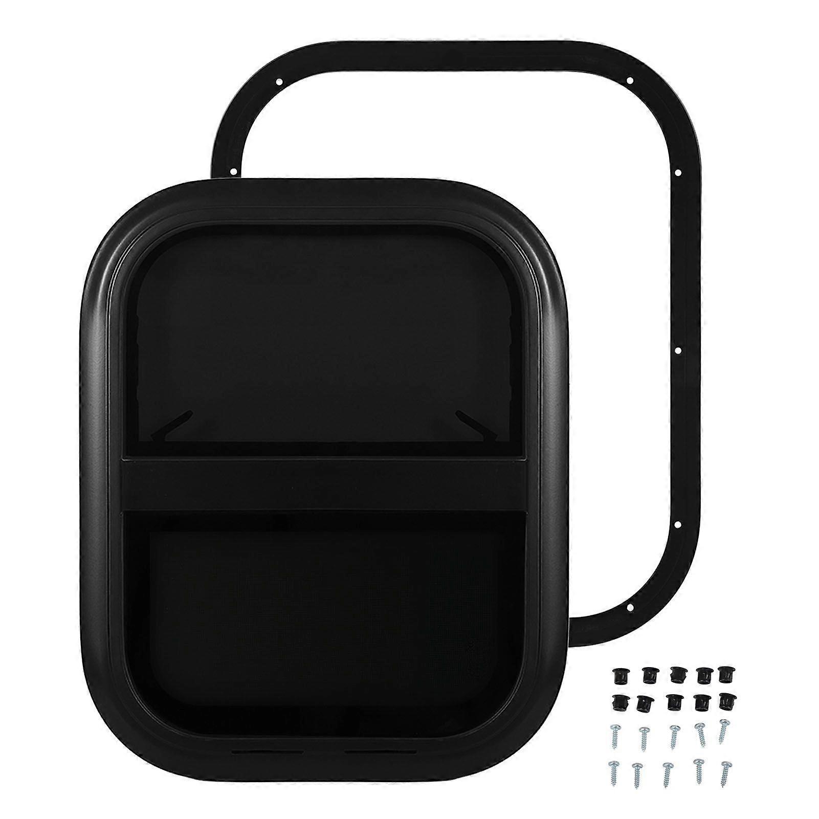 500x350mm RV Rounded Vertical Sliding Windows Tempered Glass Horizontal Sliding Glass Replacement with Trim Insect Screen for 31?36mm Wall Thickness