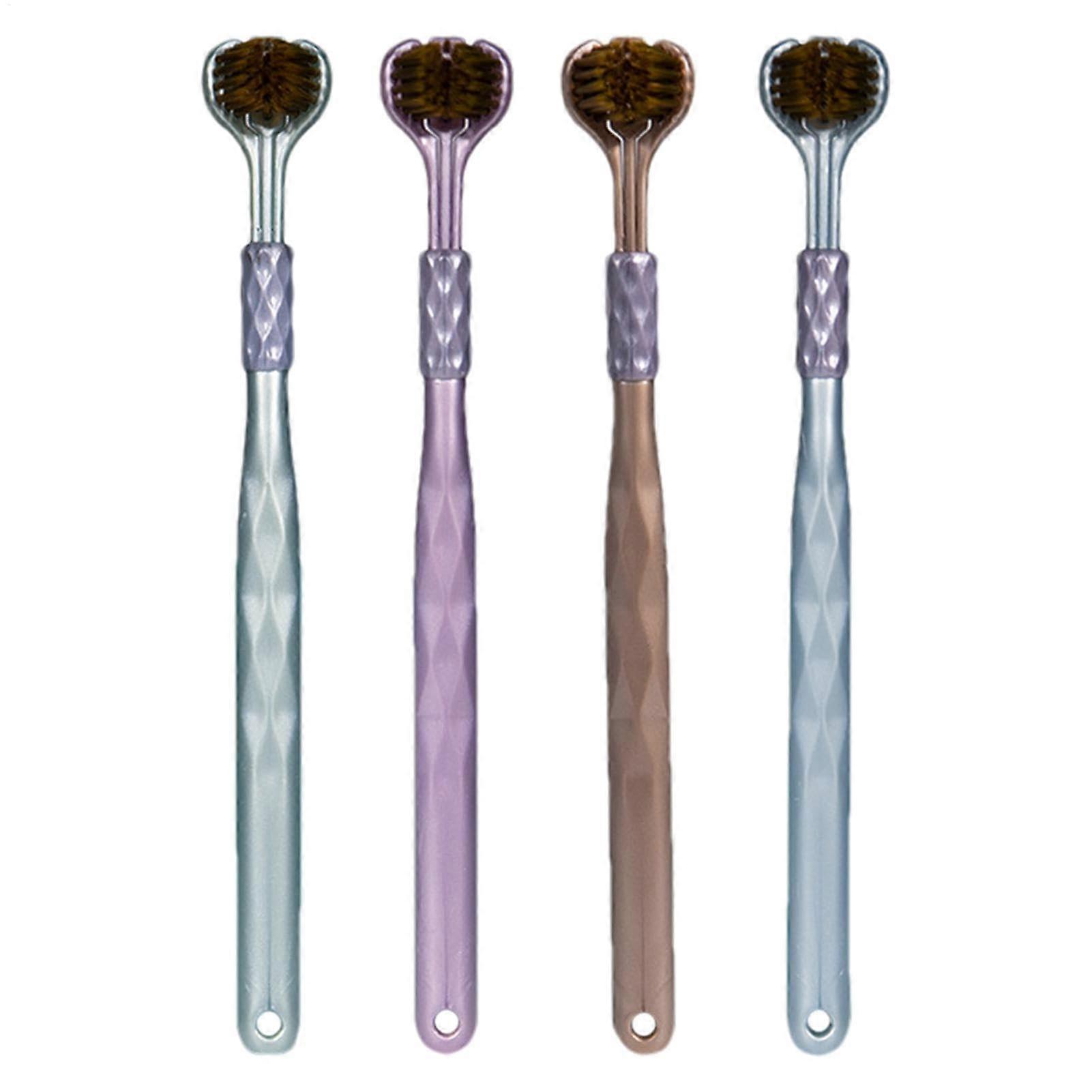 Three-Sided Toothbrush For Adults - Soft Bristles, Multi-Sided Design, Gum Care Compatible, 4-Piece Design, Pack Of 1