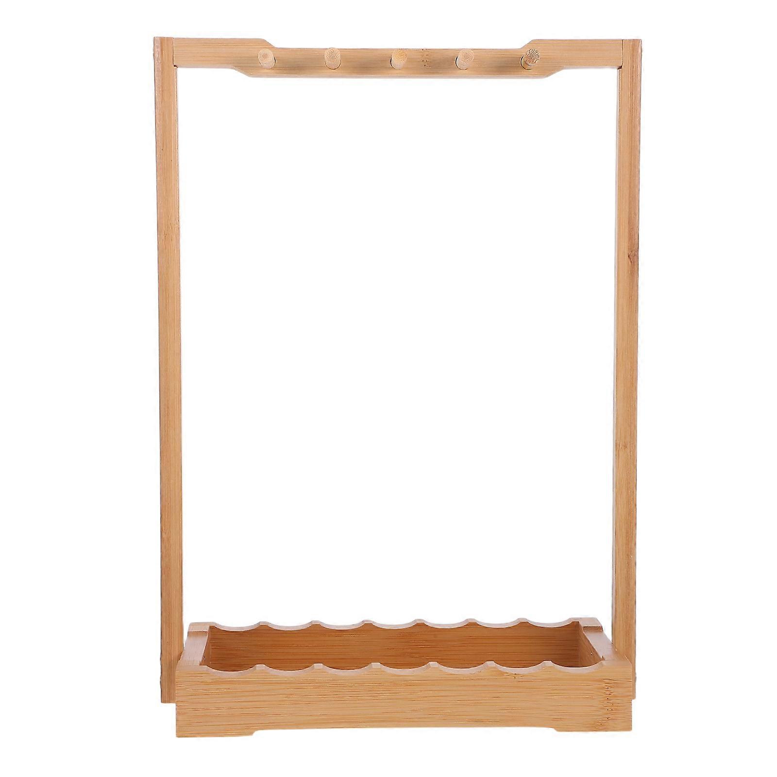 Vintage Bamboo Calligraphy Brush Stand Pen Holder Desk Organizer for Students and Office Use with Stable Support and Protective Design