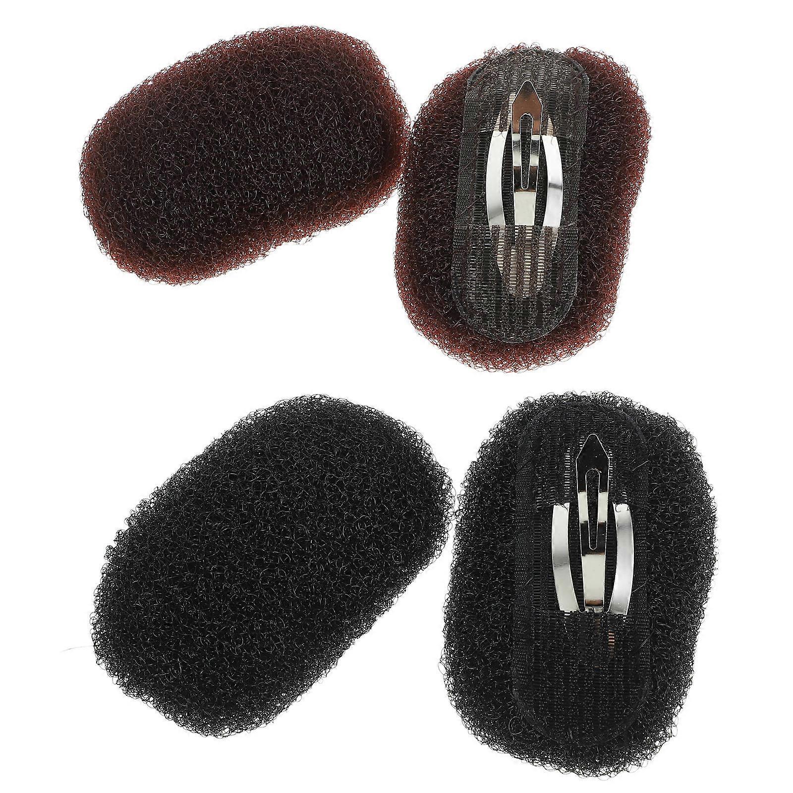 Hair Volume Clips Set of 4 Reusable Bump Pads Styling Tool Comfortable Hold for Thick and Thin Hair Black Brown