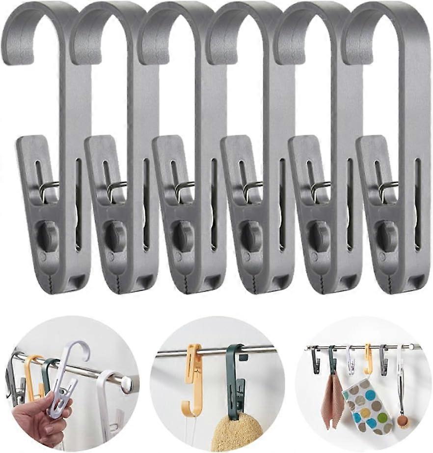 6-pack laundry hooks with clips, hanging storage clips