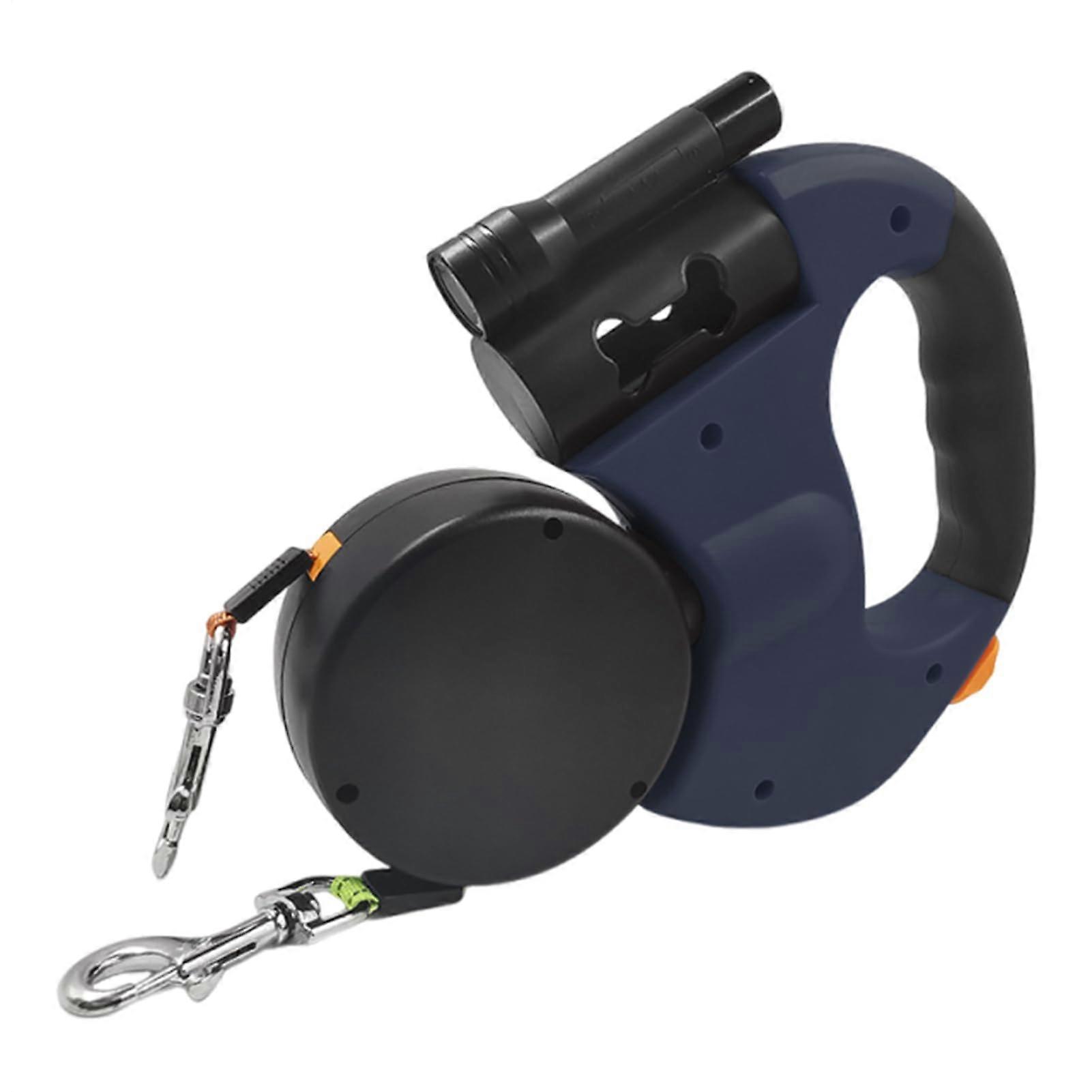 LED Dog Leash with Stop Feature Retractable with LED Light for Night Walks – Blue