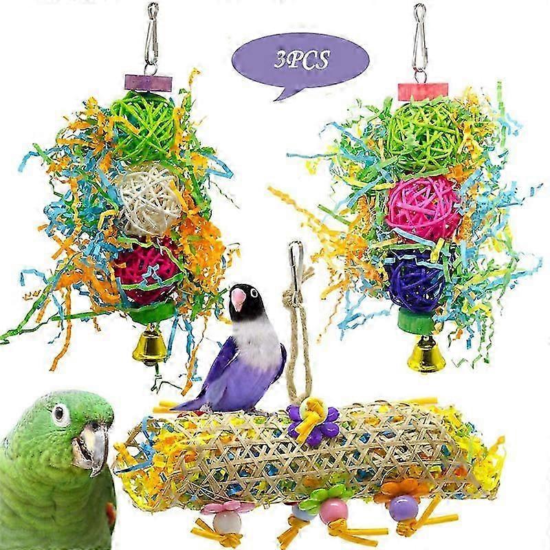 3pcs Parrot Silk Nibbling Toy, Bird Chew Toys