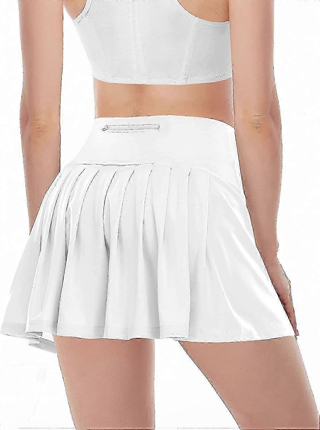 ポケット付き女性用プリーツテニススカート - ランニング、ワークアウト、スポーツアクティブウェアショーツのためのアスレチックゴルフスコート