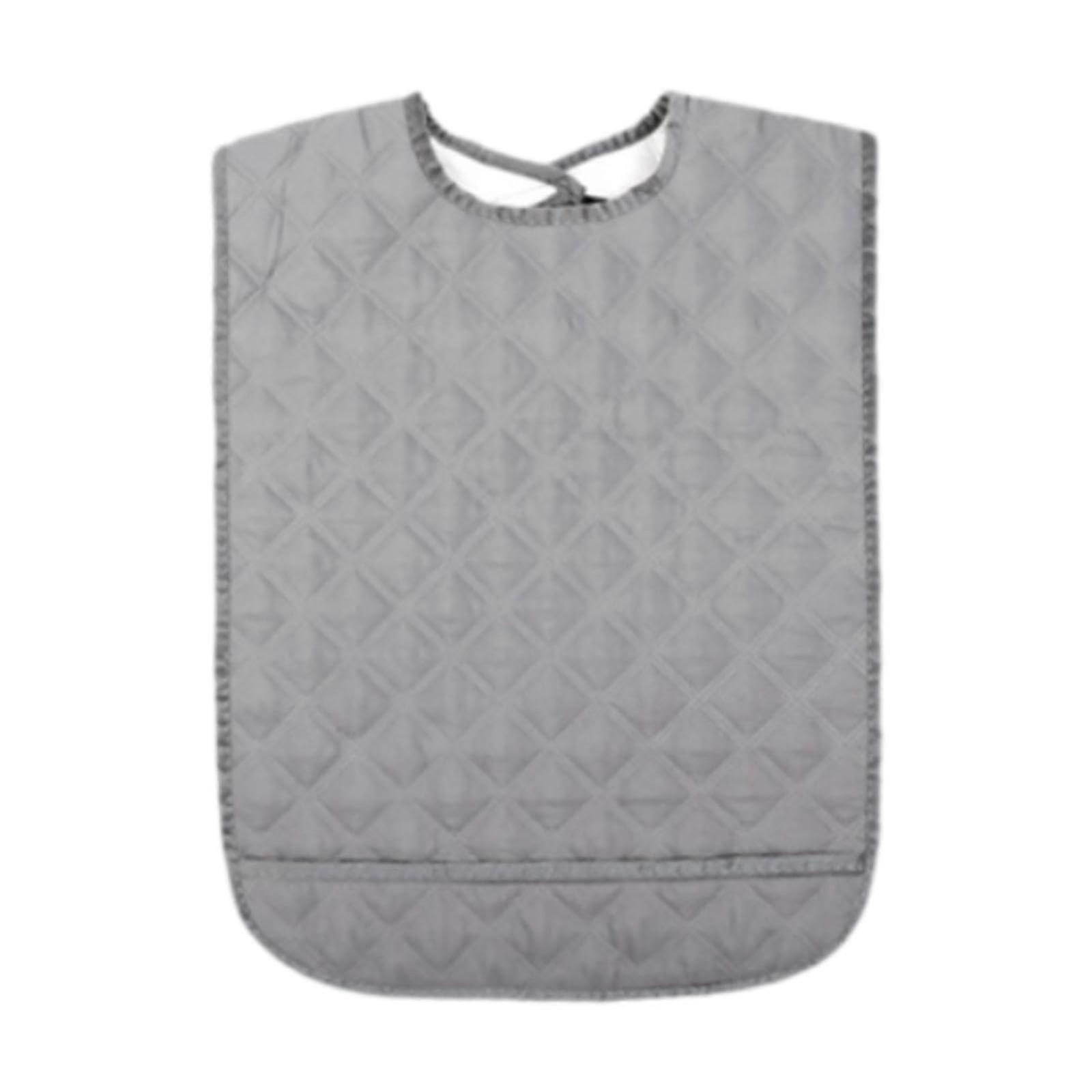 Adult Bib Large Soft Adjustable Apron Clothes Protector For Elderly Gray S Eating Aid