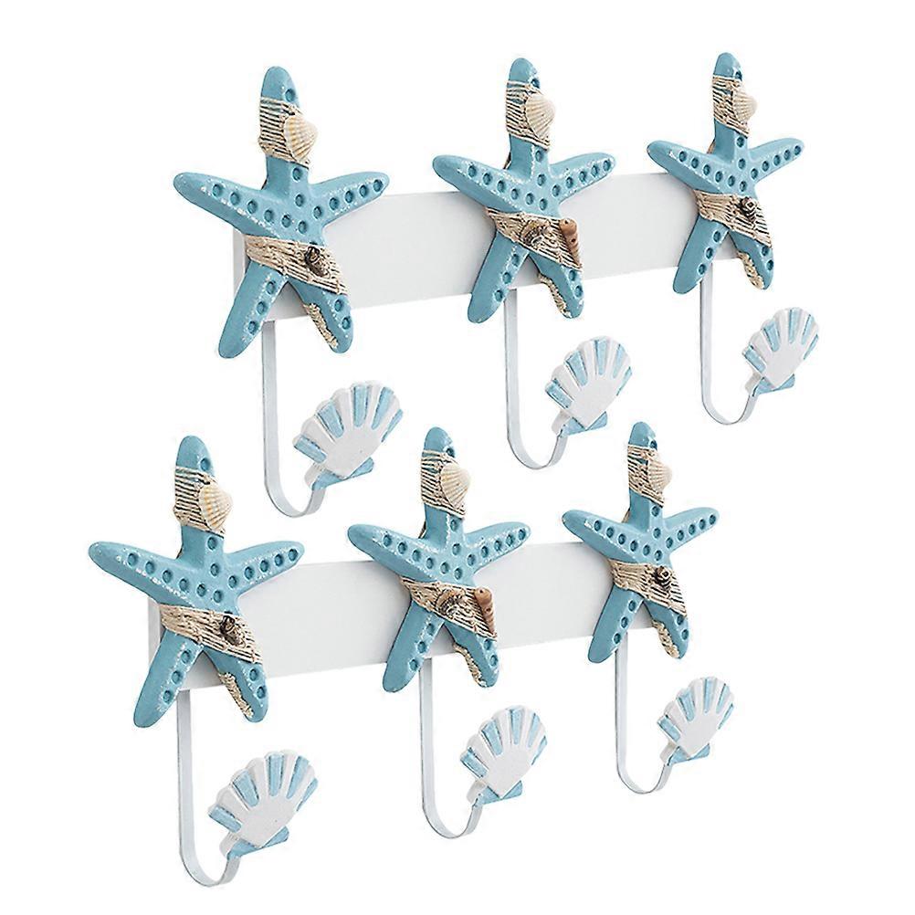 Ocean Theme Clothes Hooks Coat Hanging Storage Organization Sky Blue Iron 2Pcs