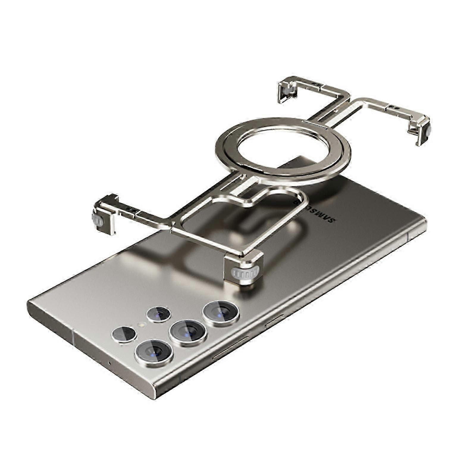 Frameless for S24 Ultra Case compatible with Magsafe Kickstand, Metal Slim Hard Ultra Thin for S24 Ultra Shockproof Case with Ring Holder Magnetic Inv