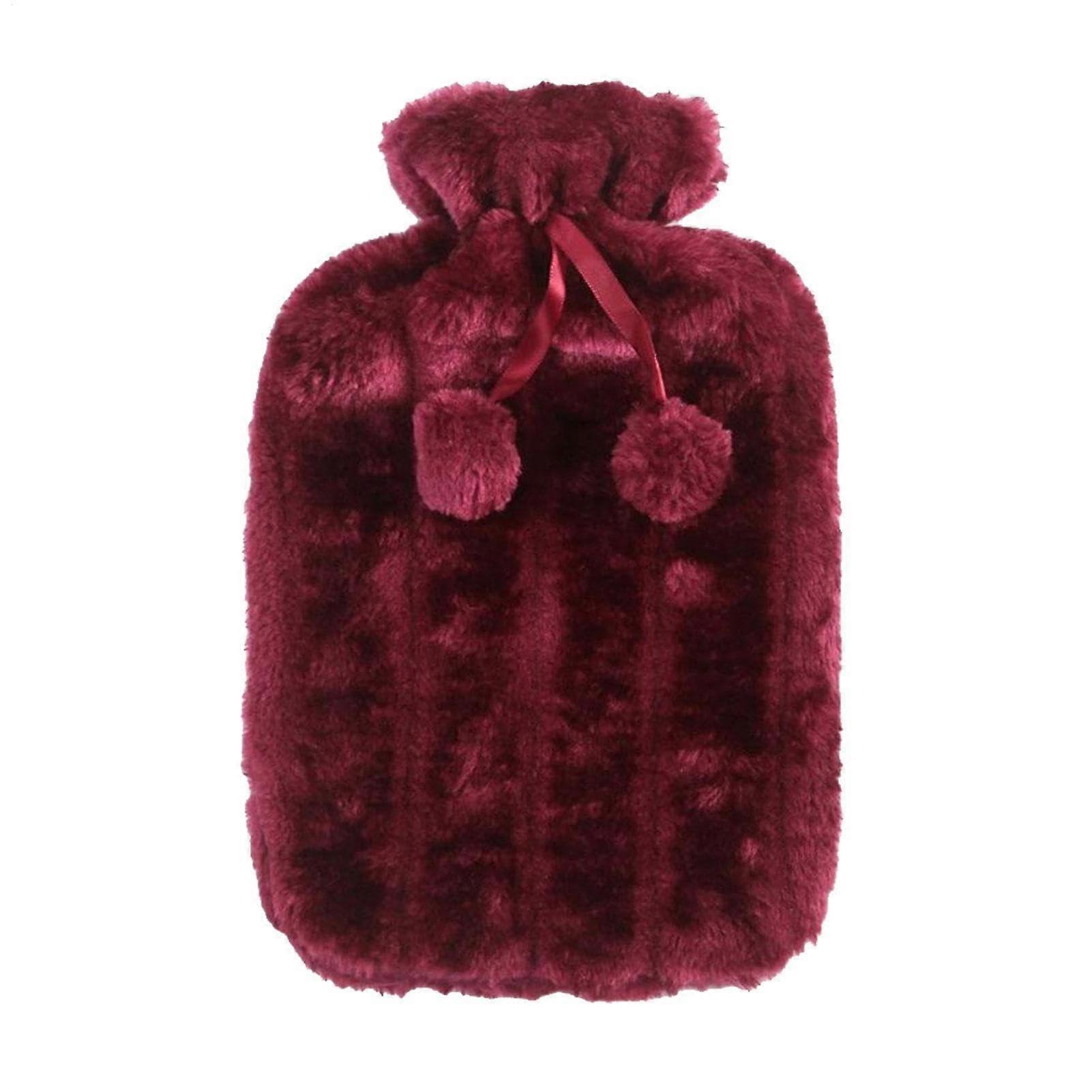 Hot Water Bottle Cover - Soft Plush Case with Natural Rubber Bottle, Airtight Lid, Unique Shape for Comfort