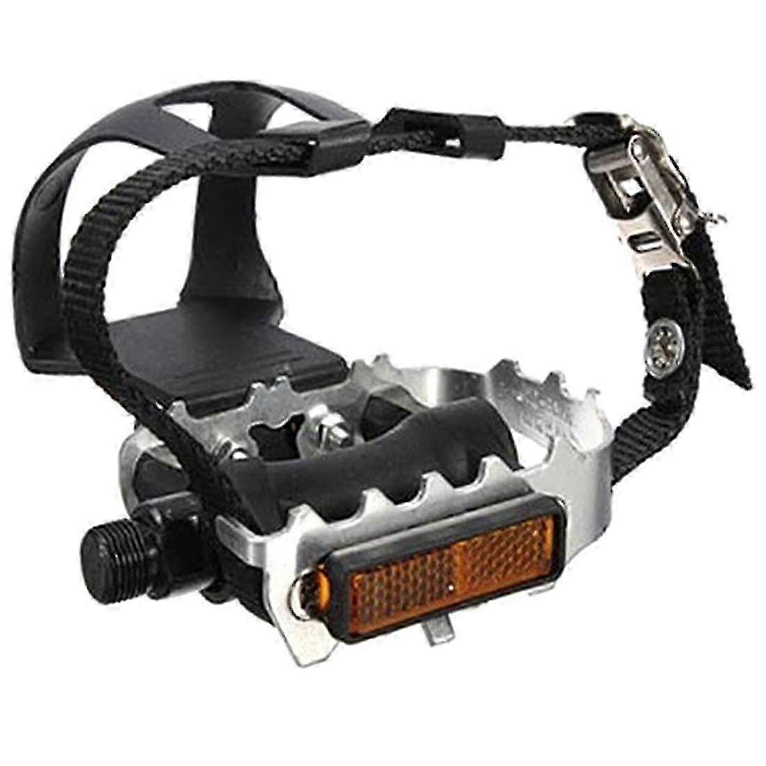 MTB pedal with aluminum loop and basket strap