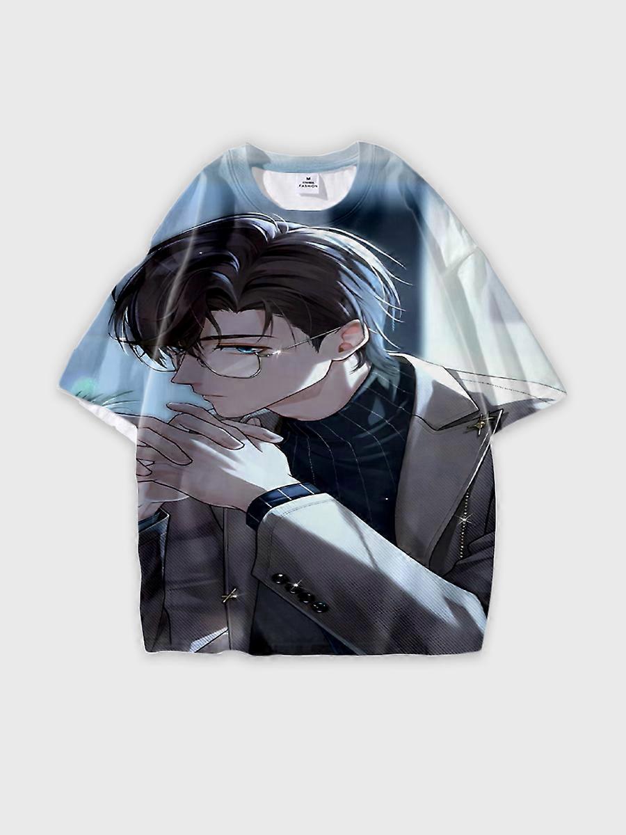 T-shirt round neck Role Pattern loose short sleeve E1736