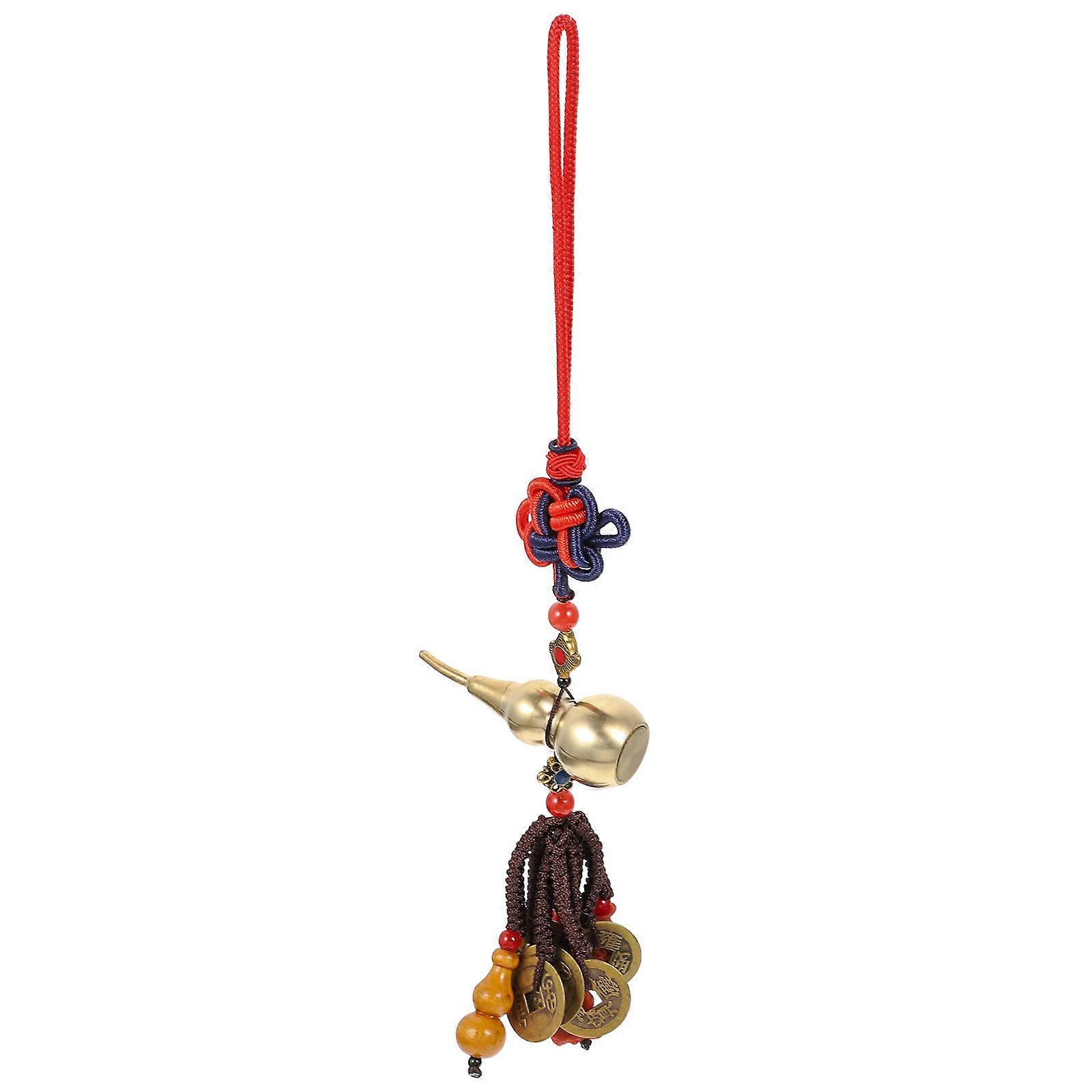 Copper Gourd Charm with Tassel Design for Decoration Multi Color Chinese Style Compact Size Lightweight