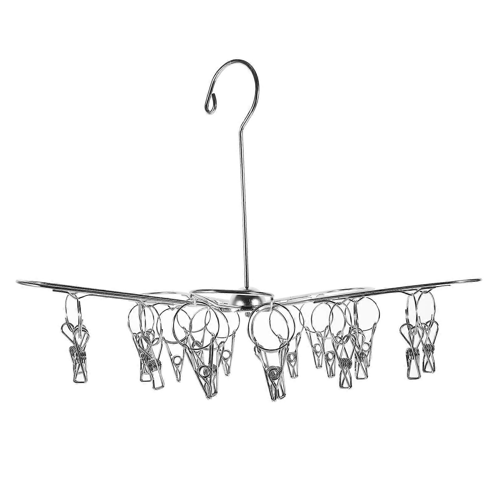 Socks Drying Hanger Foldable Multi-Clip Drying Rack Silver 35.8X35.8X29CM Drying Socks 1Pcs