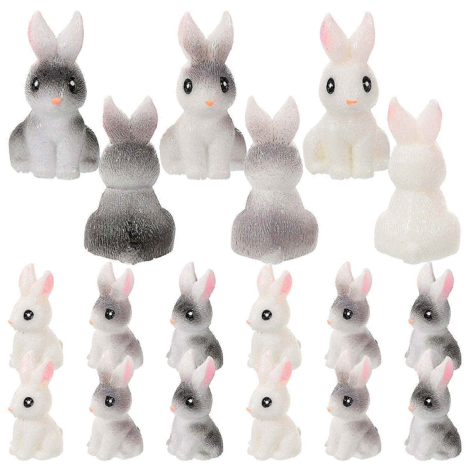 Rabbit Ornament Resin Easter Rabbit Models Miniature Easter Decorations Black 2.3X2.1CM 30Pcs