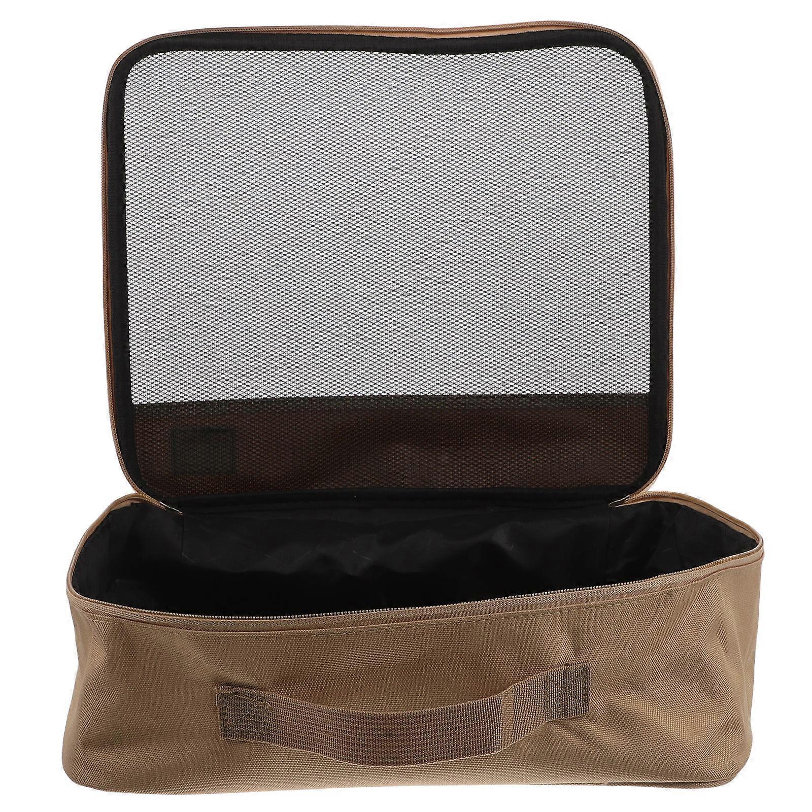 Travel Organizer Bag in Khaki Oxford Cloth for Storage with Large Capacity and Lightweight Design Ideal for Camping and Hiking