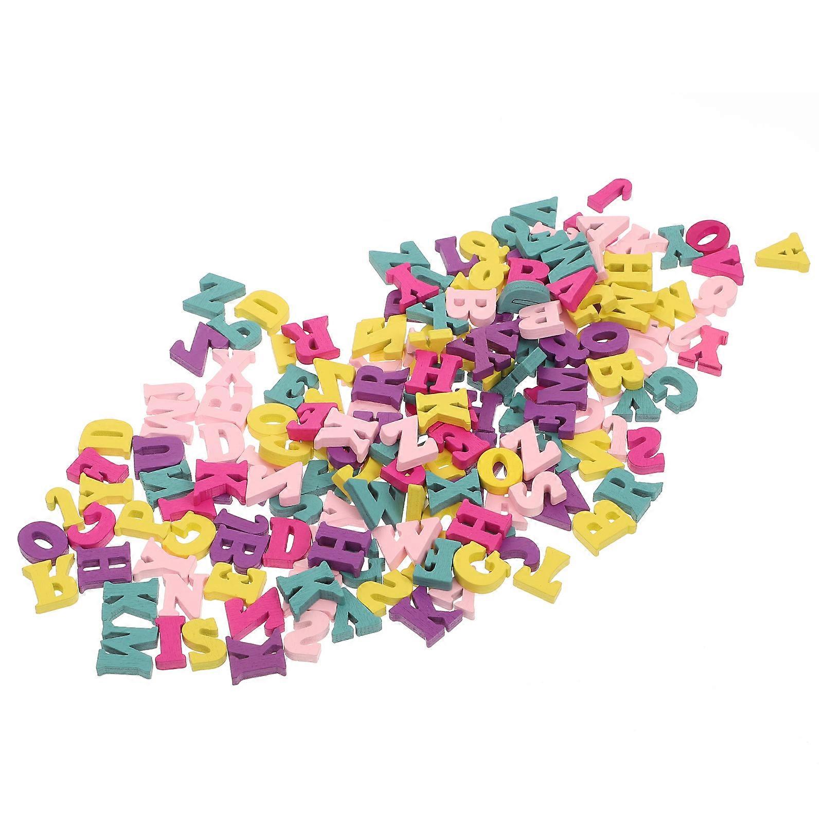 Letter Shape Wooden Cutouts 200Pcs Multi Color for DIY Handmade Alphabet Slices - Kid's Skill Boost