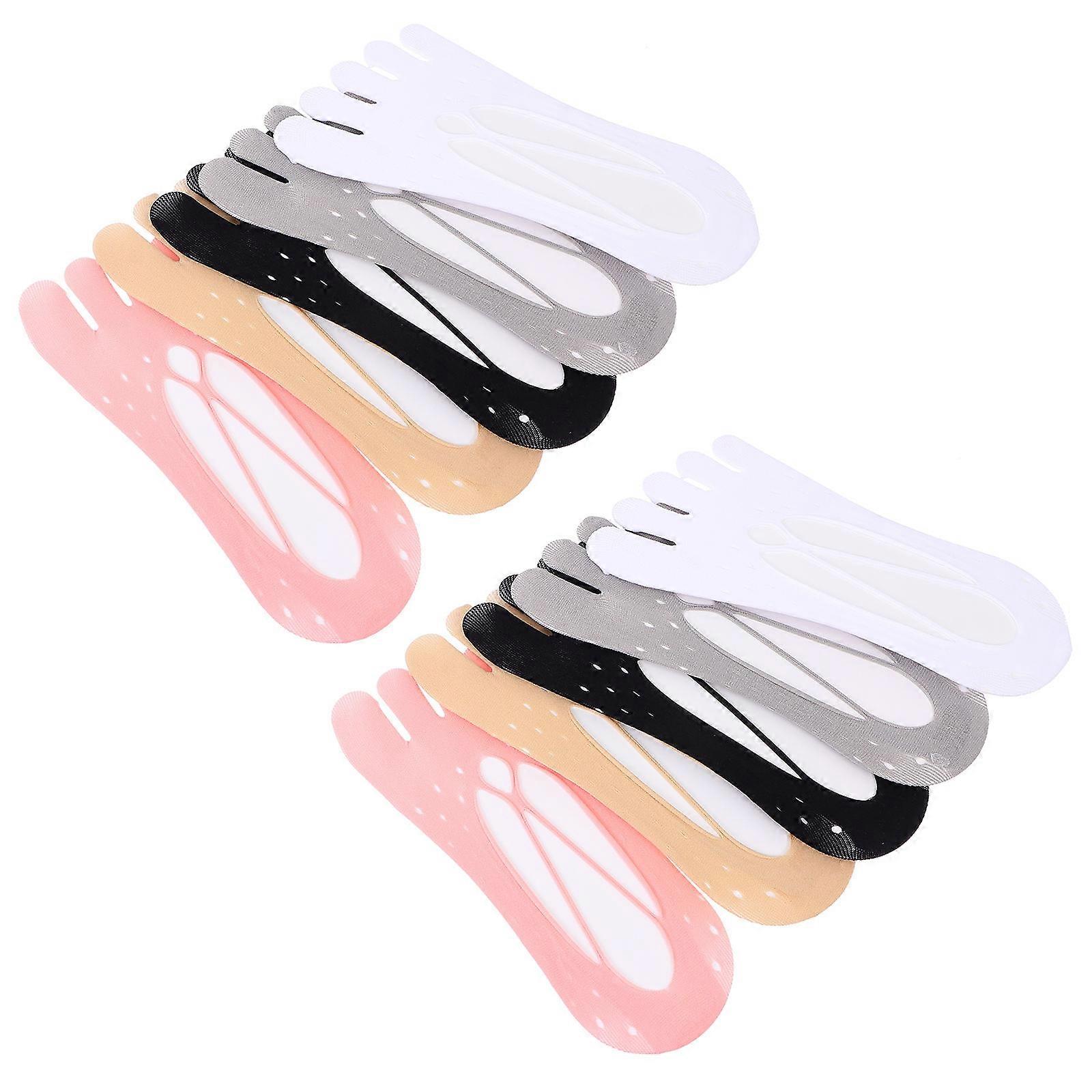 Invisible Nonslip Socks for Women Made of Velour Assorted Color Breathable and Elastic 5 Pairs
