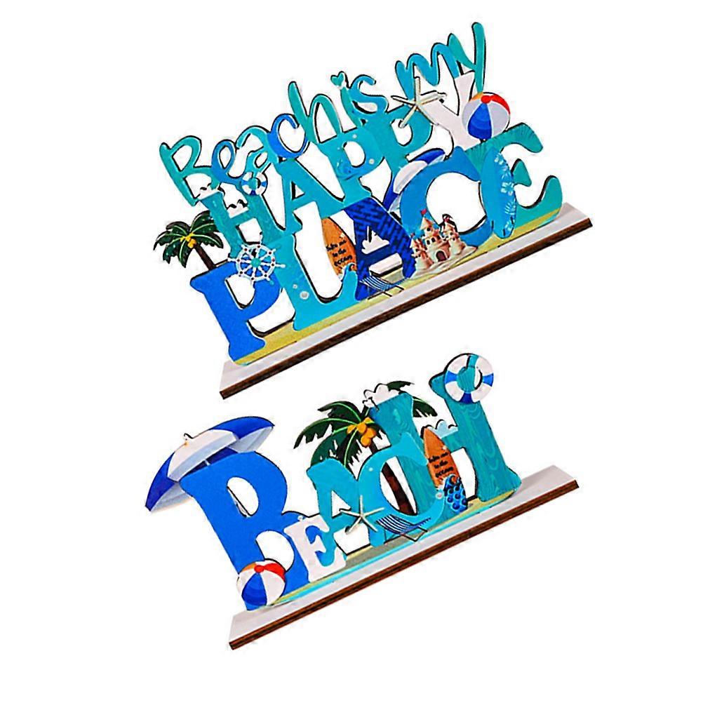 Tabletop Decors Wooden Alphabet Decor Workmanship Wood Material 2Set