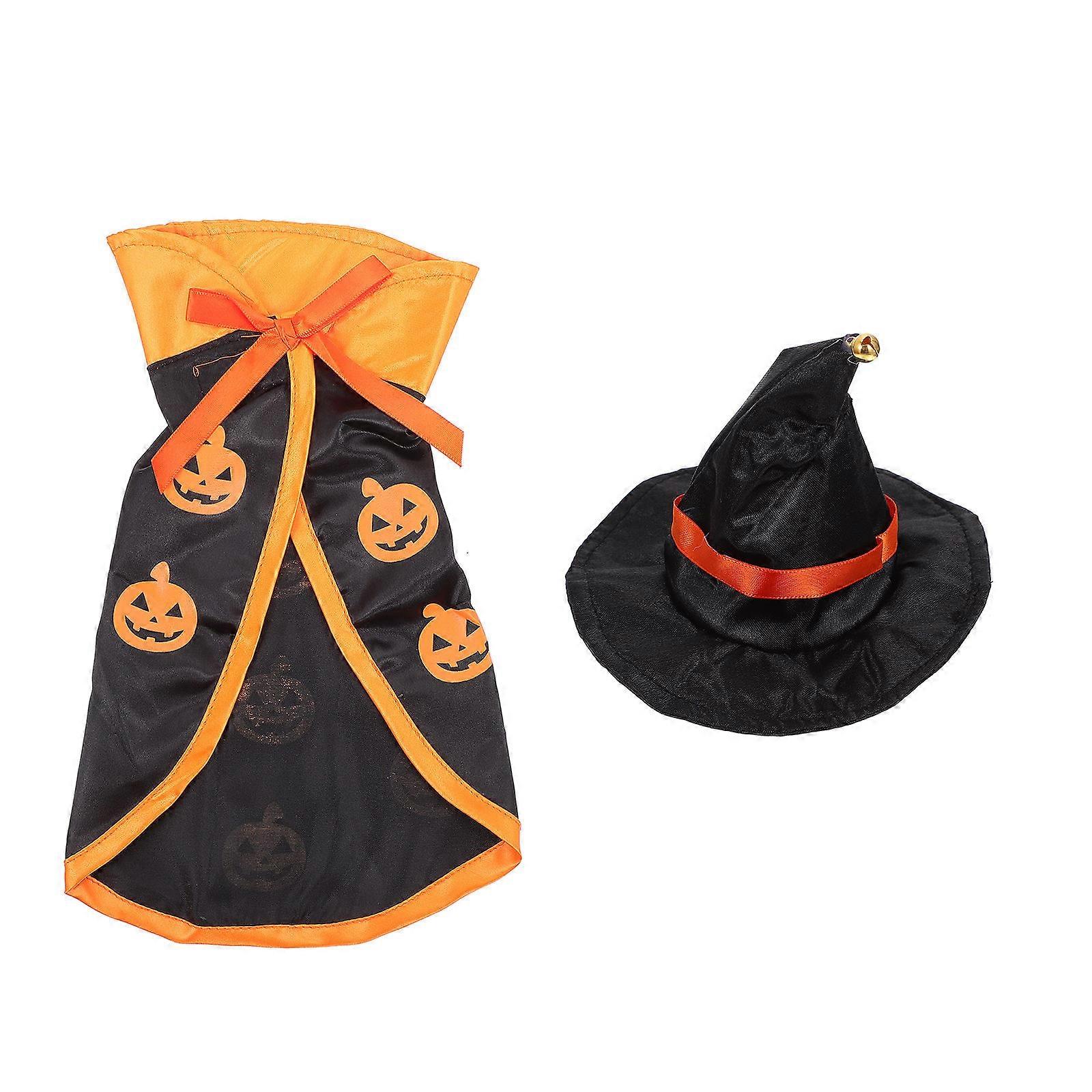 Here's a polished product description based on your input:
**Pet Halloween Costume Set – Cloak and Hat for Dogs and Cats**
Get your furry friend