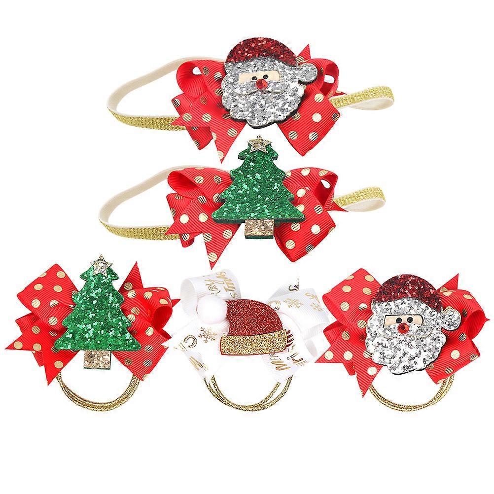 כיסוי ראש פפיון 5 יחידות סט קישוט שיער חגיגי לילדים בנות סרט חג המולד אידיאלי למסיבות רווקות