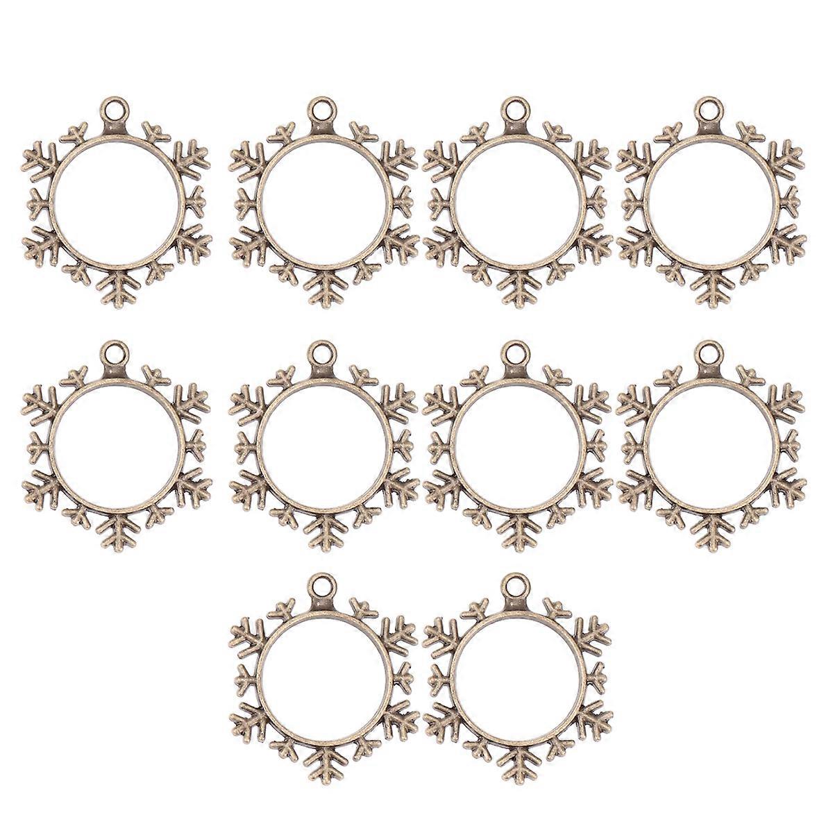 Snowflake Pendant Frame for Jewelry Making Beige Alloy DIY Charm Pendants 10 Pieces