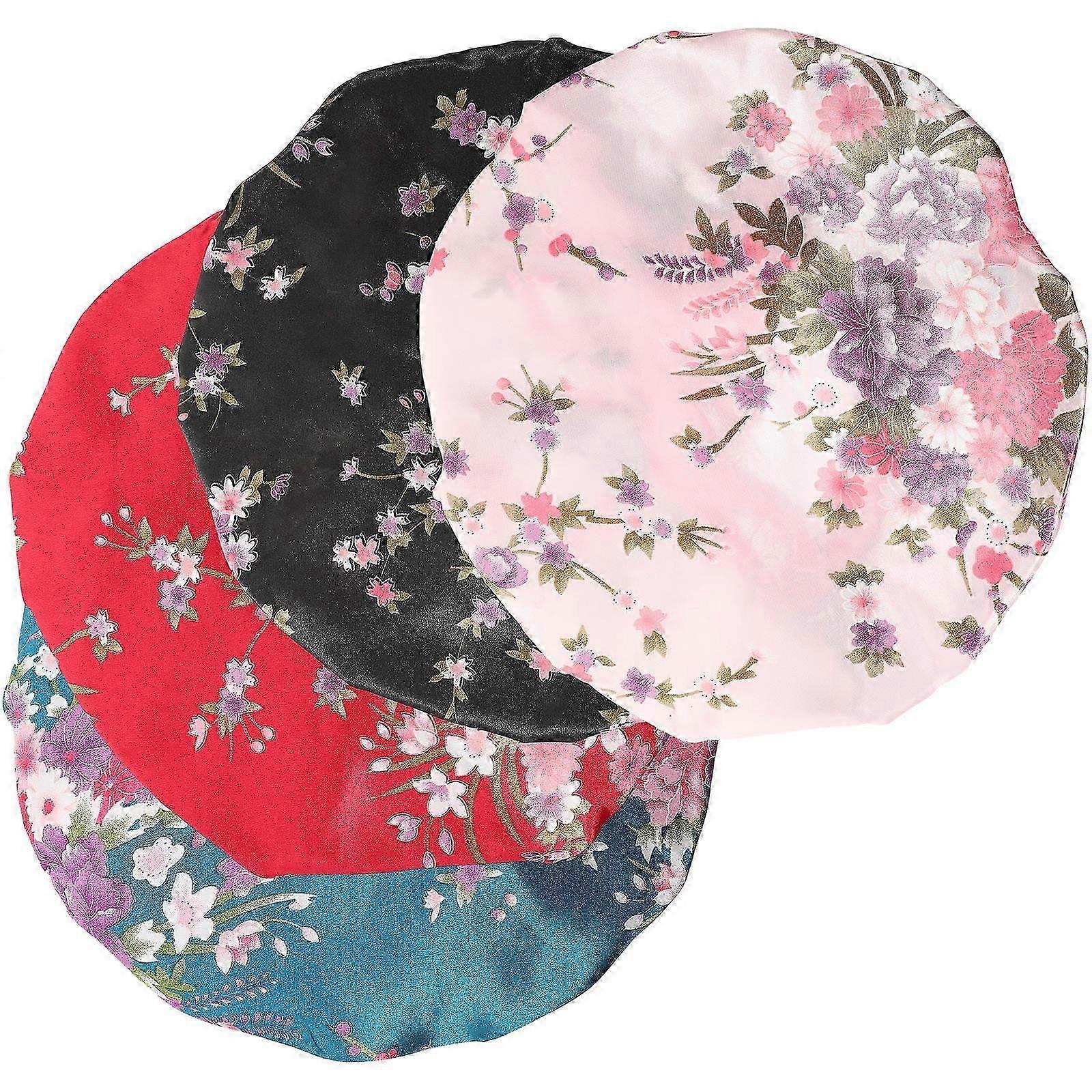 Sleeping Hat Satin Bonnets Face Washing Chemotherapy Suitable Navy Blue