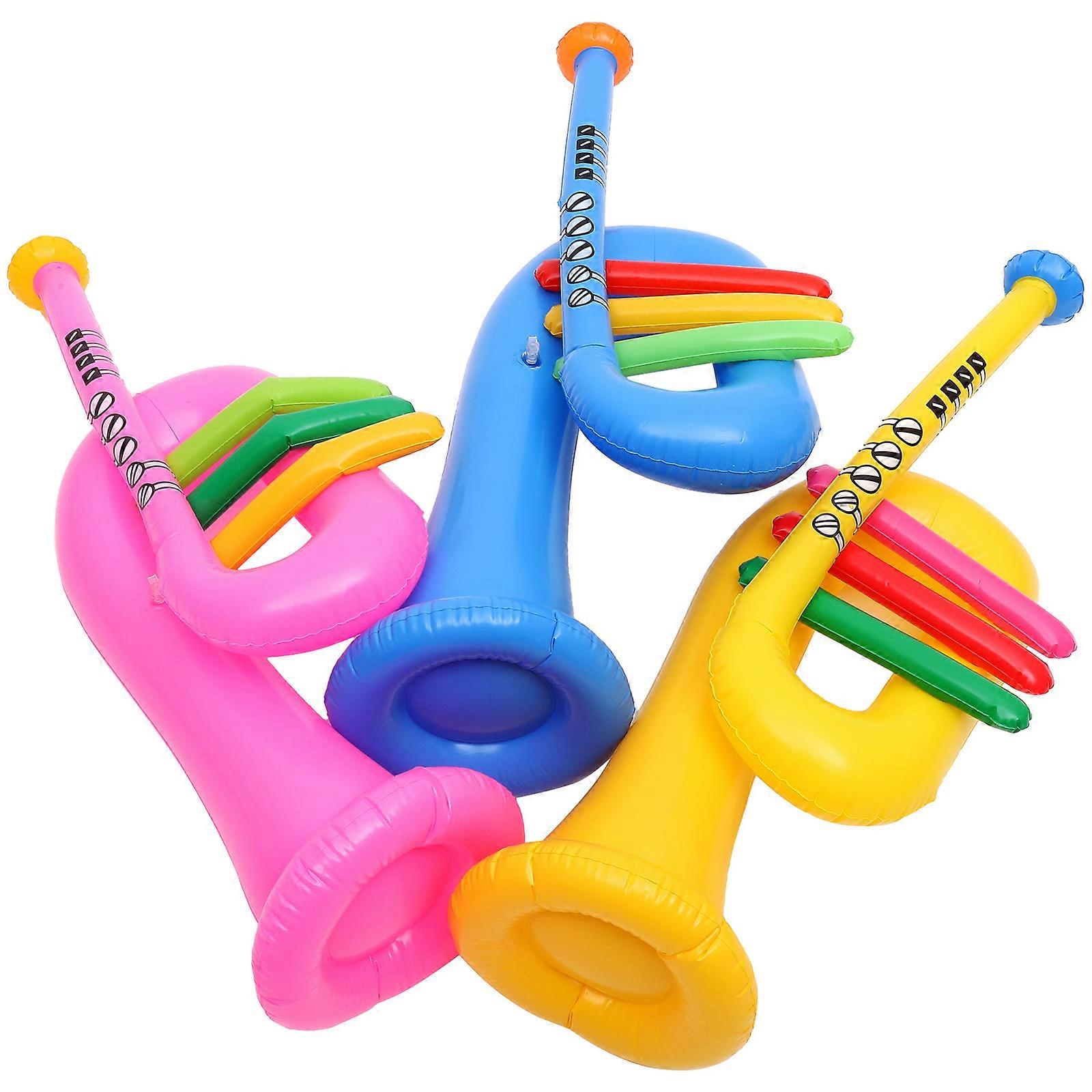 3pcs Inflatable Trumpet Horn Reusable Musical Instruments for Adults, Fun Party Props for Music Theme Decorations at Festivals Events