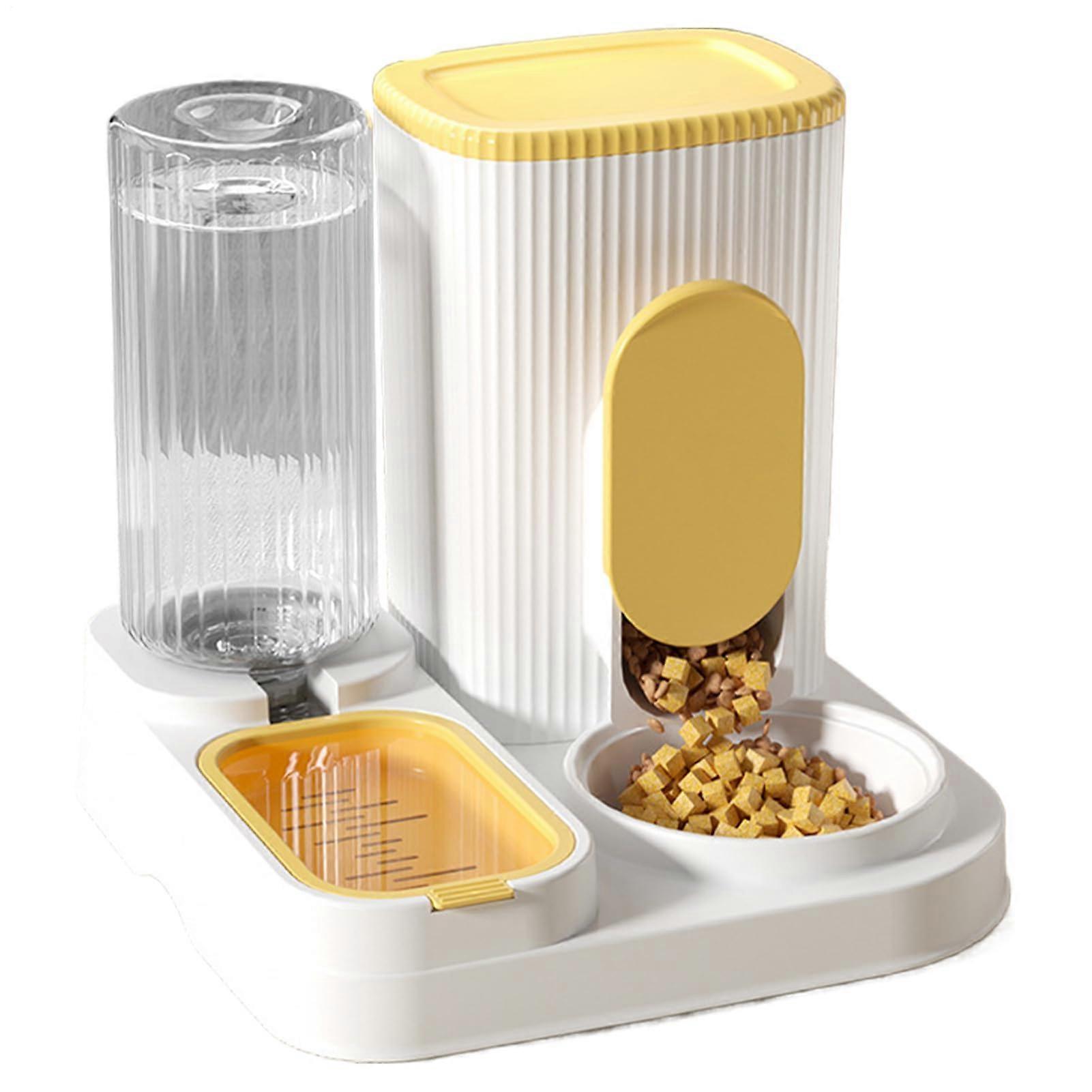 Automatic Cat Feeder, Automatic Dog Feeder, Large Capacity 2in1, Removable Bowl, Yellow