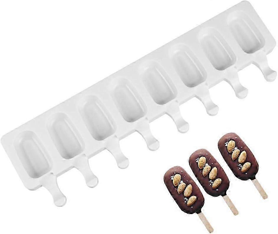 Ice Pop Molds Silicone Mini Ice Cream Bar Mold Set, Reusable Popsicle Molds Ice Pop Molds Maker with Wooden Sticks Ideal for Cakesicles, 8 Cavity