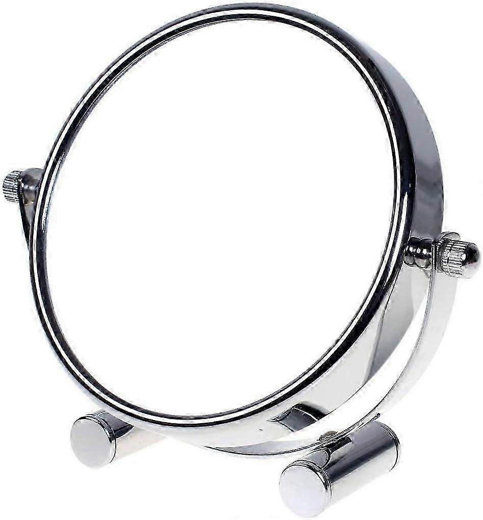 Double-Sided 360�� Rotatable Cosmetic Mirror with 10 Compartments - 6-Inch Standing Makeup & Bathroom Mirror in Chrome Finish