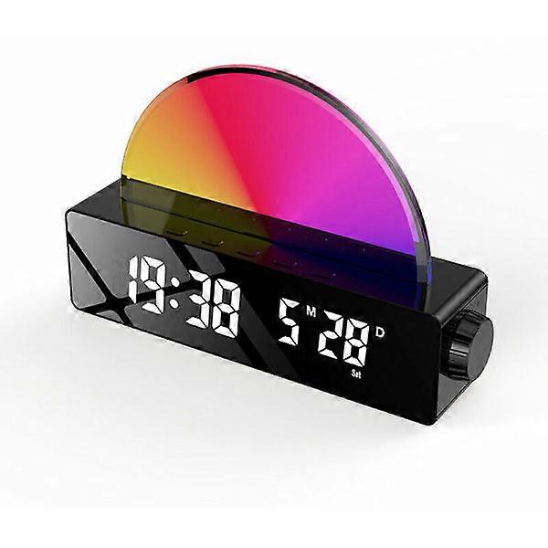 Illuminated alarm clock, wake-up lamp with sunrise simulation, timer, mood lamp with charging port