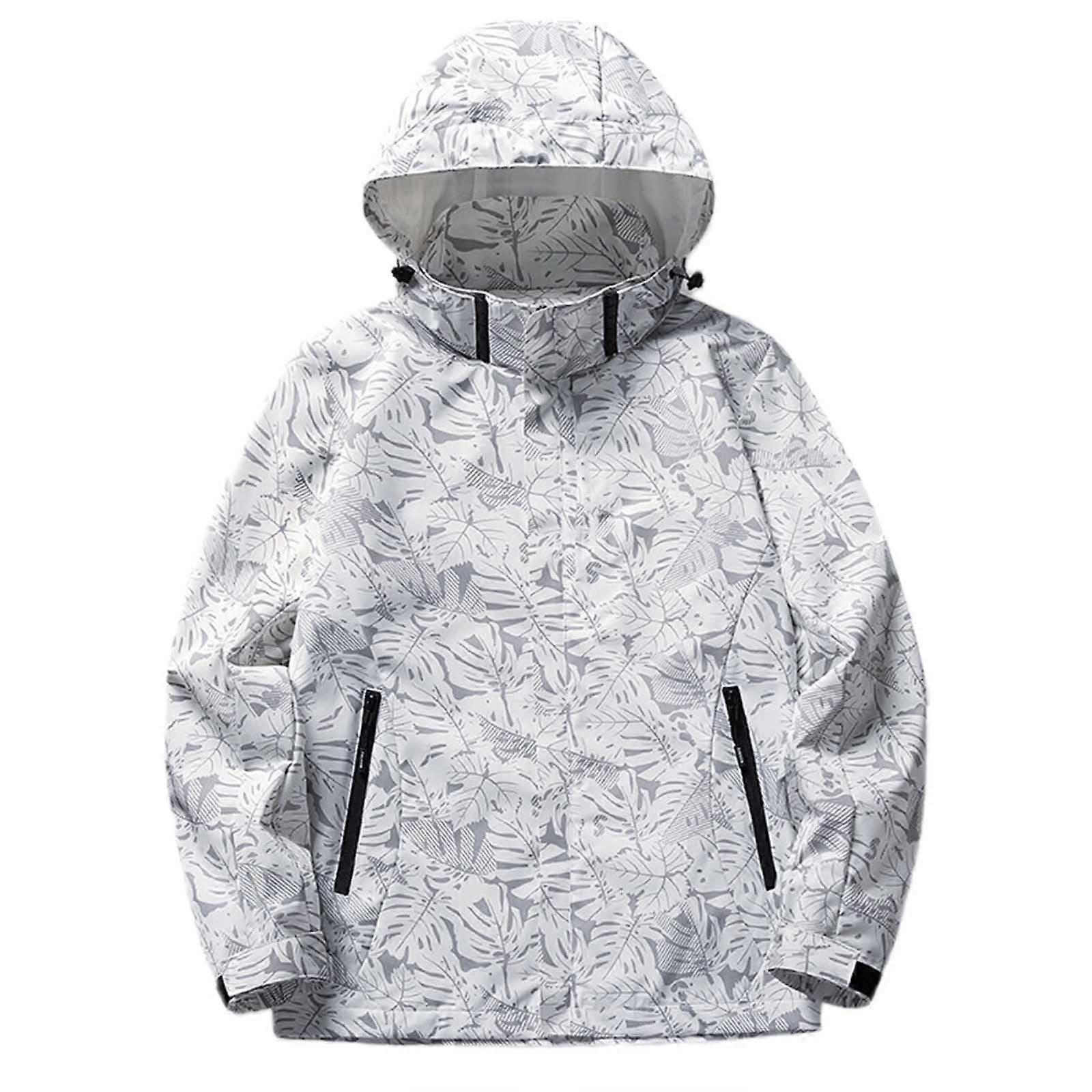 Rain Jackets for Men Breathable Softshell Waterproof Hiking Jacket White 4XL