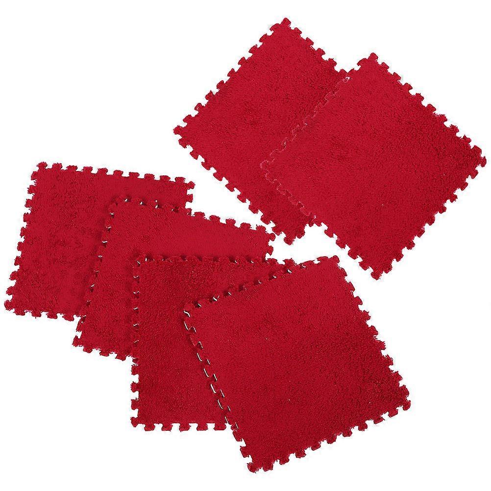 Red EVA Floor Mats for Home Use Durable and Practical Household Flooring Tiles 6 pcs
