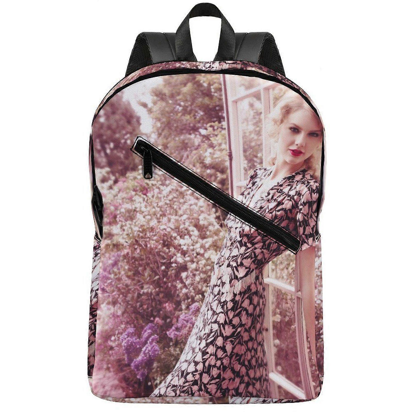 w655 Taylor Swift Semi-Full Print Backpack Made of 300D PU with Adjustable Shoulder Straps and Padded Back Panel u655
