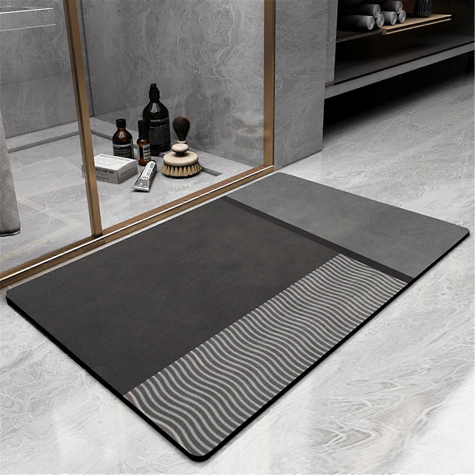Nonslip bath mat, quickdrying bathroom rug, absorbent diatomite shower mat, gray modern (30x40cm)