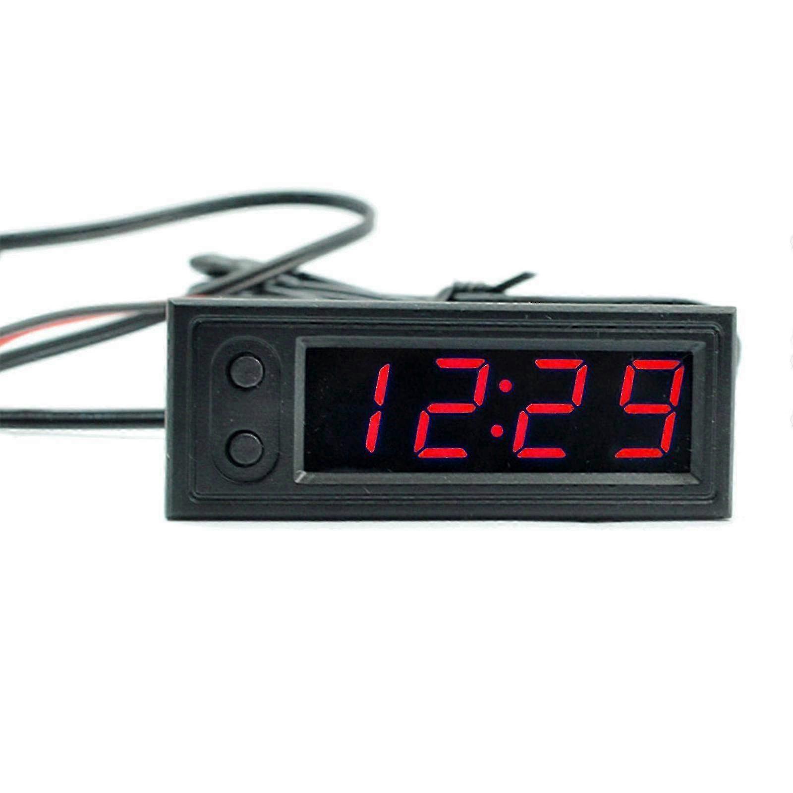 Adjustable 12v High-Precision Clock Car Temperature Voltage Monitor Panel MeterRed SZRH A-GB