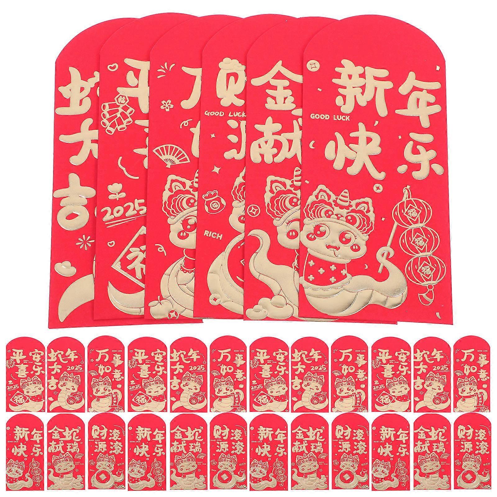 Chinese New Year Red Envelopes for Cash Saving Made of Paper with Bright Design for Storage 30pcs