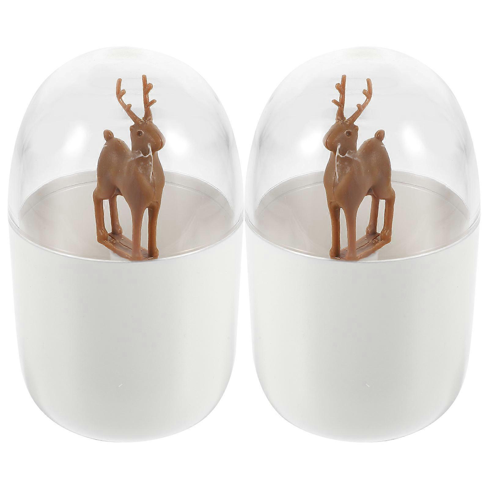 Toothpick Storage Container 2Pcs Elk Shape Portable Practical Design Home Use Stylish Decoration Safe Material