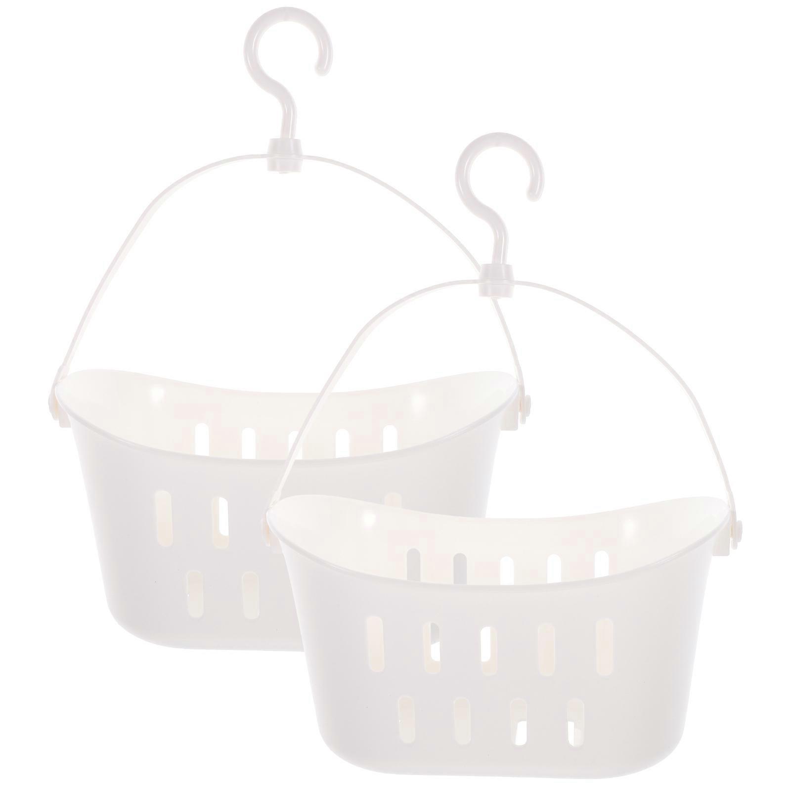Hanging Drain Basket with Hook, 2PCS Bathroom Wall Storage Organizer for Sponges, Soap, Shavers, Material Drainage Design, Practical Home Storage