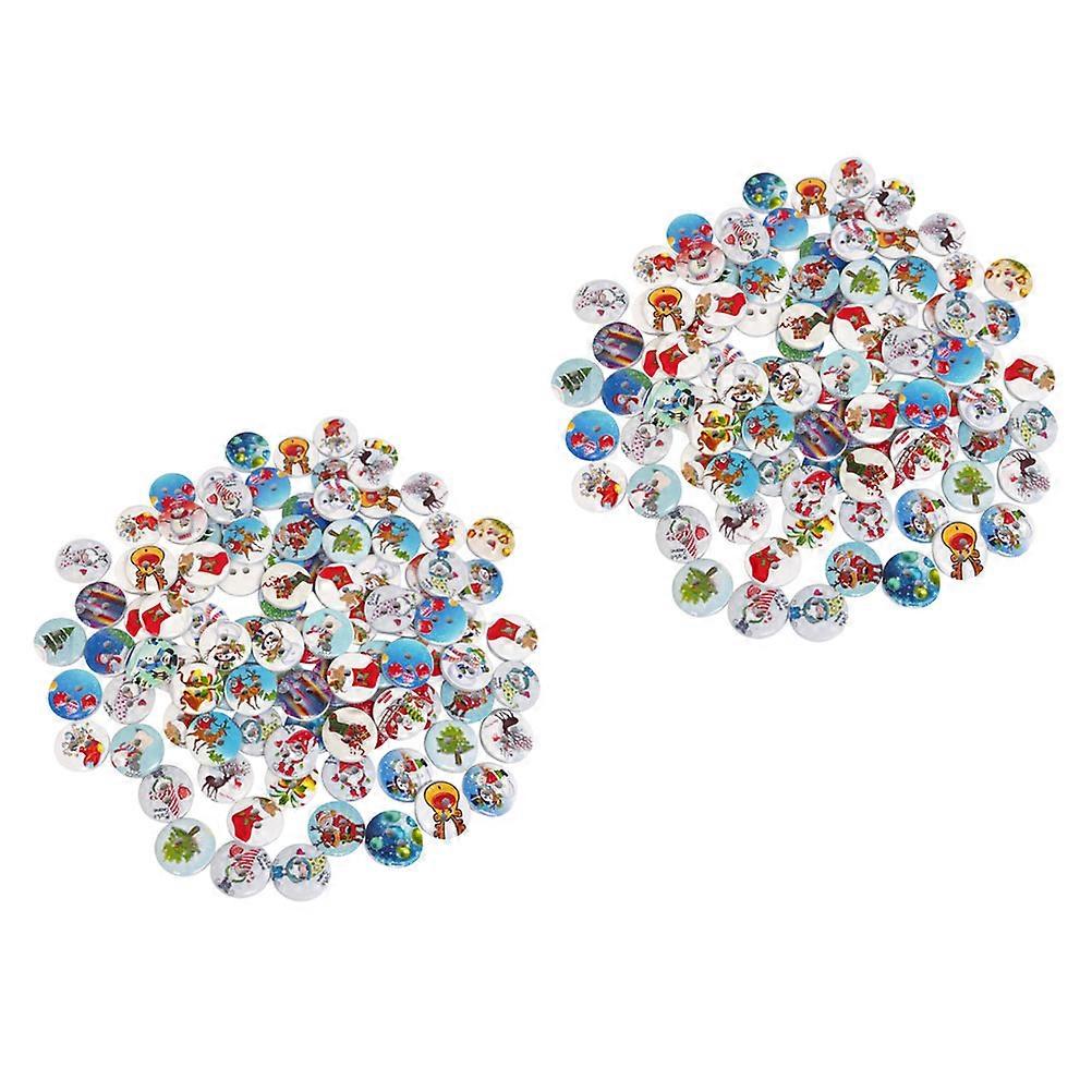 Wood Jewelry Button 200Pcs Creative Christmas Wooden Buttons For Craft Enthusiasts Various Shapes Handmade Ornaments